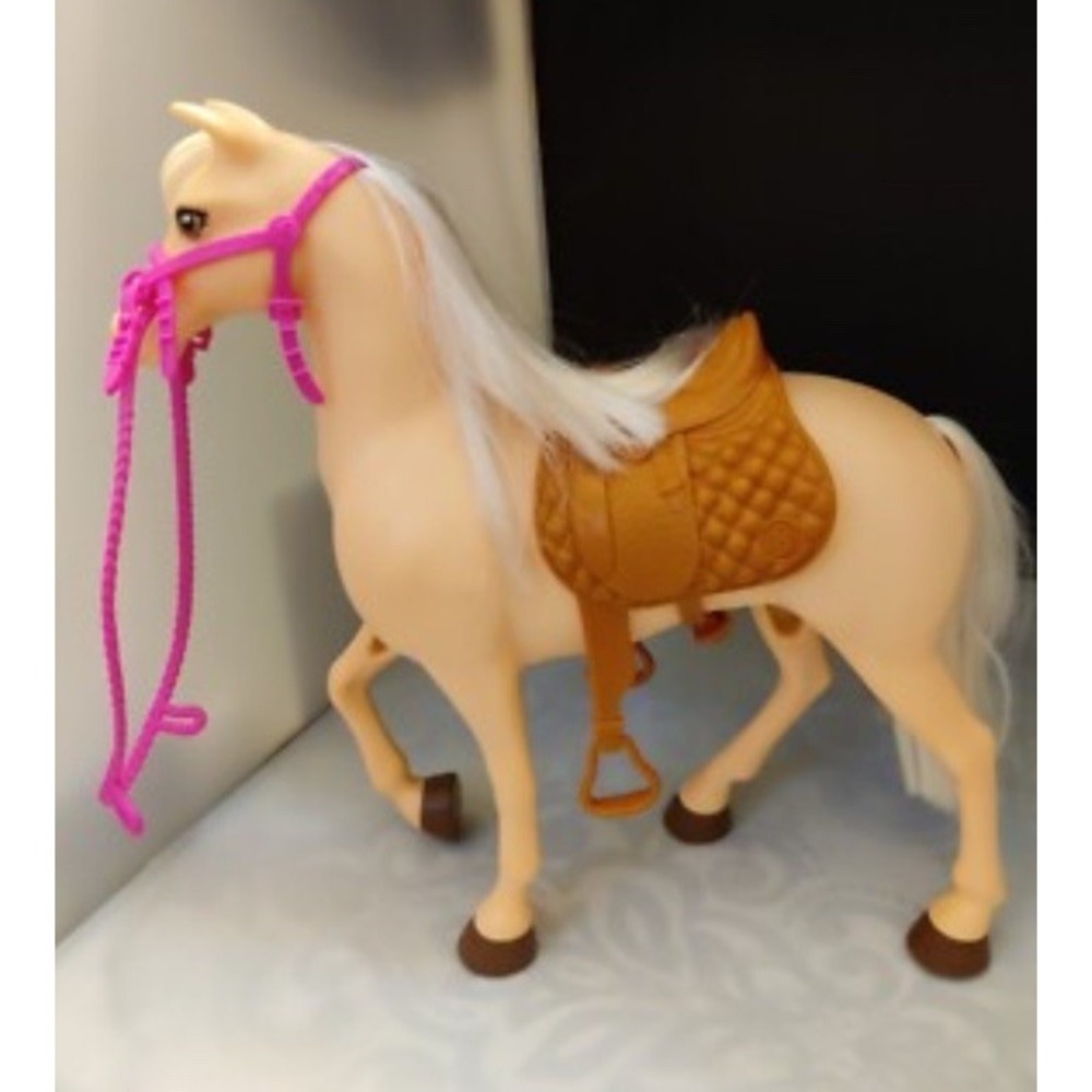 Light Brown Horse with Saddle, Bridle & Reins 2 Horses In Total For Barbies Doll